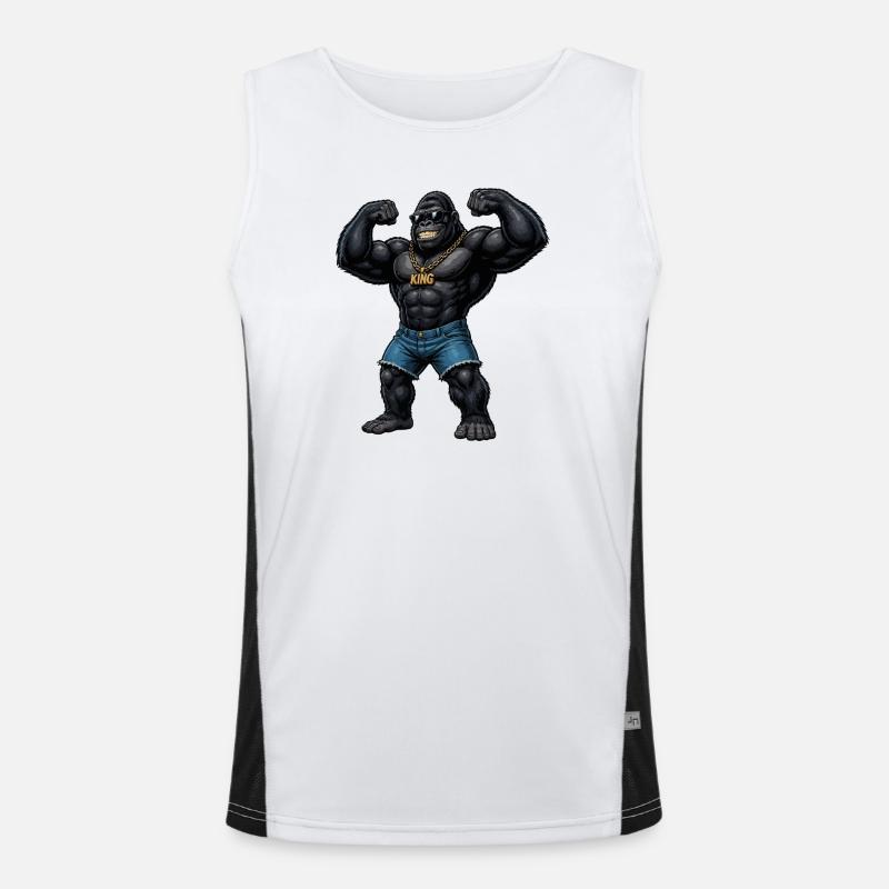 King Gorilla Bling - Men's Functional Contrast Tank Top  - white/black