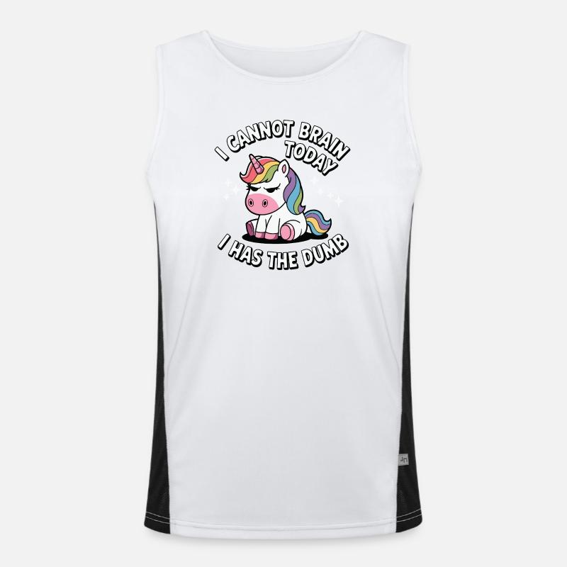 Unicorn Meme: Brain Today Floppy Gift Men's Functional Contrast Tank Top 