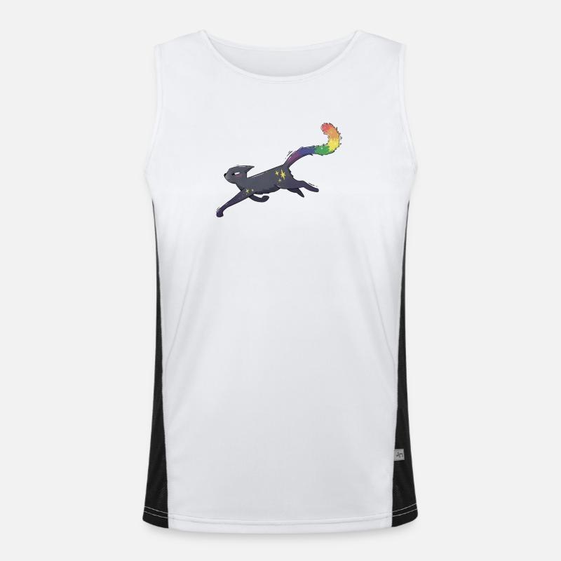 Cat with Stars and Pride Flag Men's Functional Contrast Tank Top 