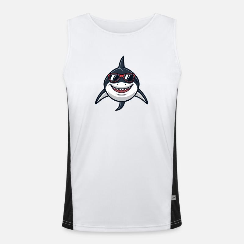 Shark Hipster Rote Brille Funktionelles Kontrast-Tank Top für Männer 