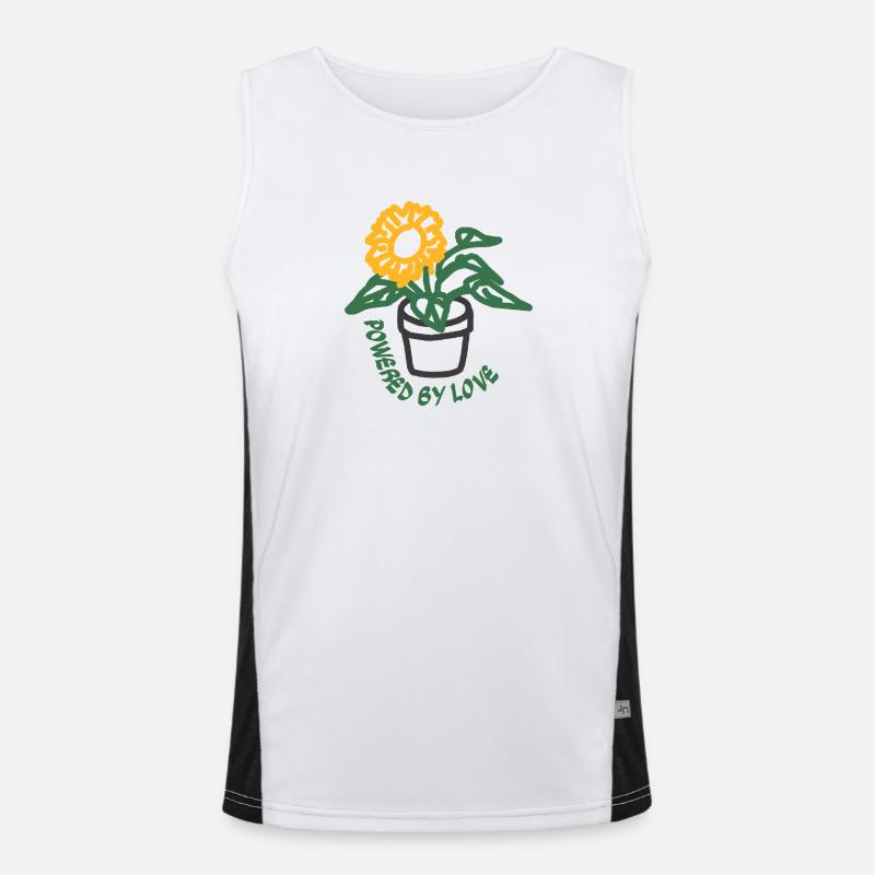 Boho Powered by Love Topf-Sonnenblume Funktionelles Kontrast-Tank Top für Männer 