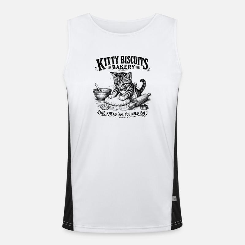 Kitty Biscuits Bäckerei Katzenbacken Retro Vintage Funktionelles Kontrast-Tank Top für Männer 