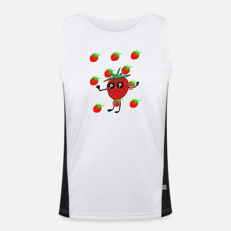 Erdbeere Erdbeeren Obst Kawaii Frucht Funktionelles Kontrast-Tank Top für Männer 
