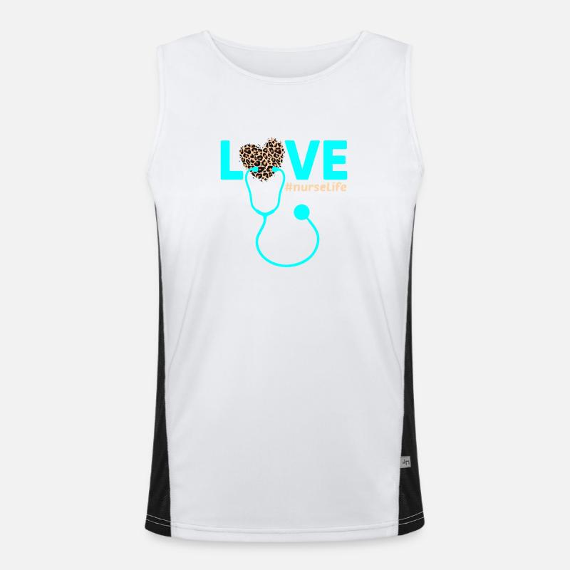 Liebe Nursing Leopard Heart Funktionelles Kontrast-Tank Top für Männer 