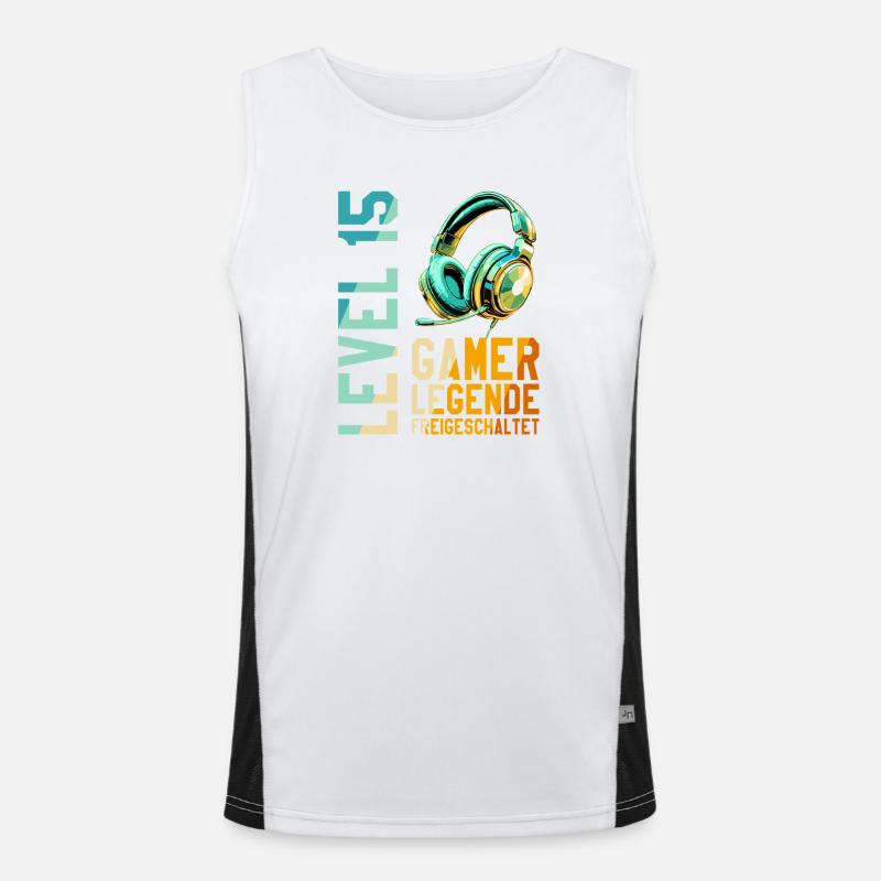 15. Geburtstag Junge Mädchen Gaming Level 15 Jahre Funktionelles Kontrast-Tank Top für Männer 
