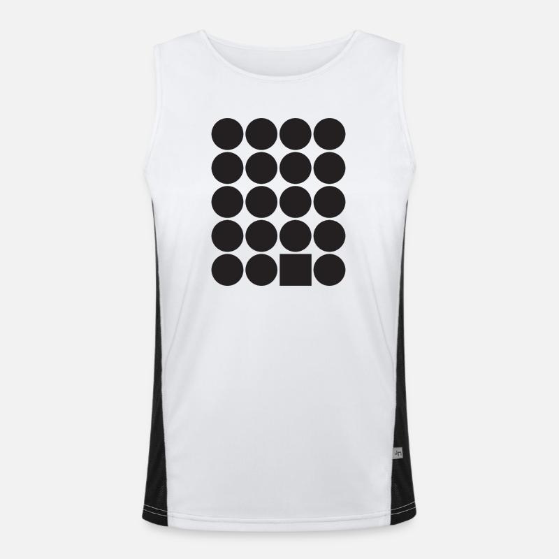 Geometric Dot Grid with a Square - Men's Functional Contrast Tank Top  - white/black
