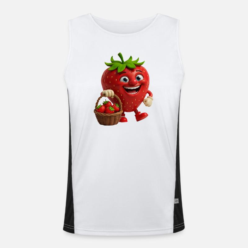 Strawberry with face Men's Functional Contrast Tank Top 