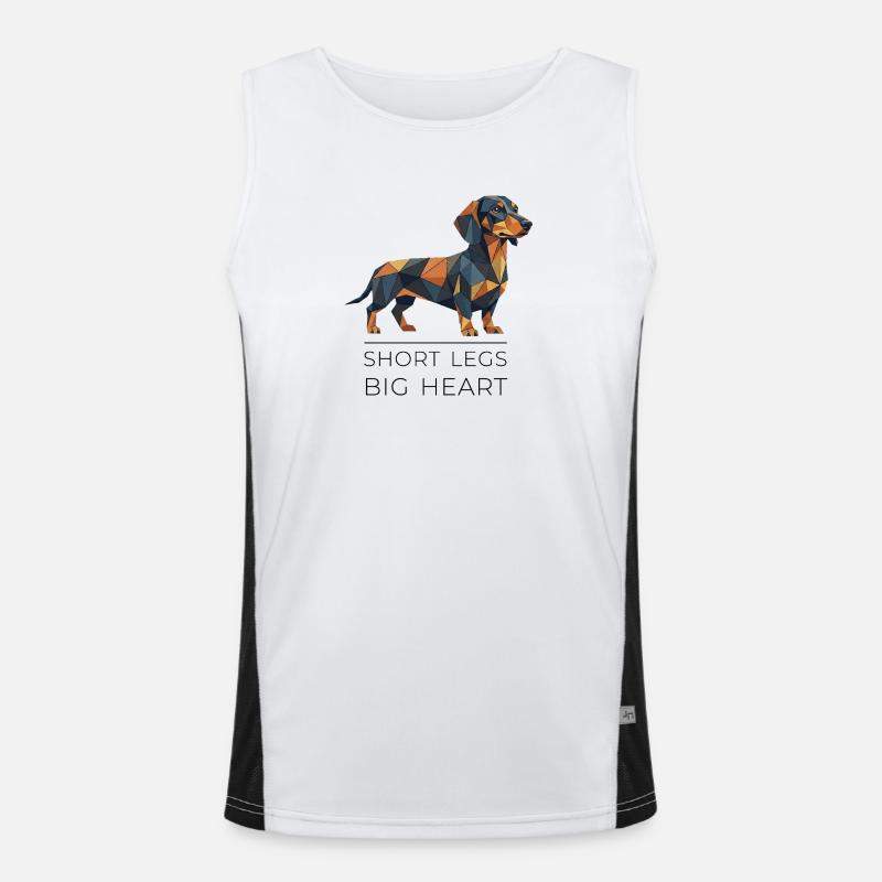 Teckel Low-Poly Art - Short legs, big heart Funktionelles Kontrast-Tank Top für Männer 