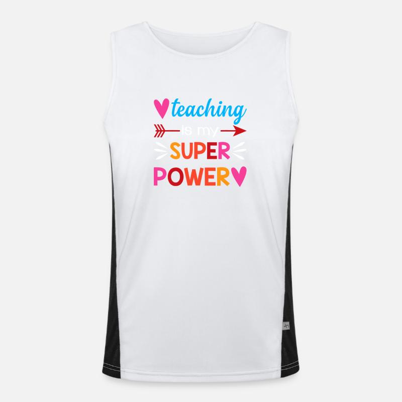 Teaching Is My Super Power - Men's Functional Contrast Tank Top  - white/black