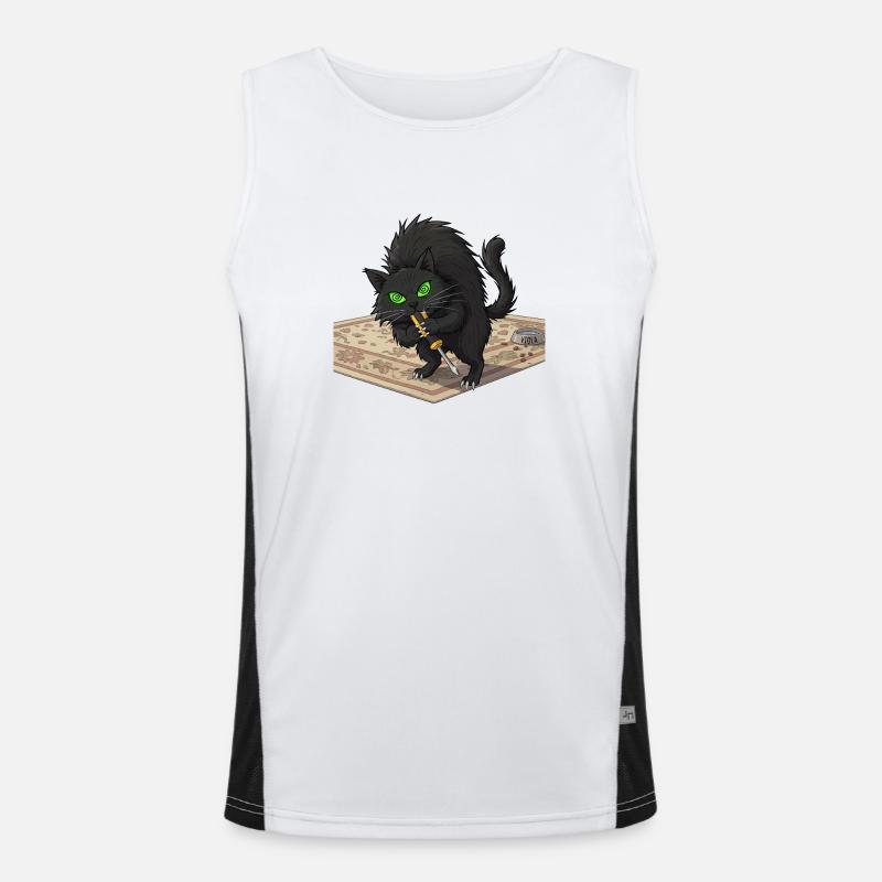 Aggro Katze auf Perser-Teppich Funktionelles Kontrast-Tank Top für Männer 