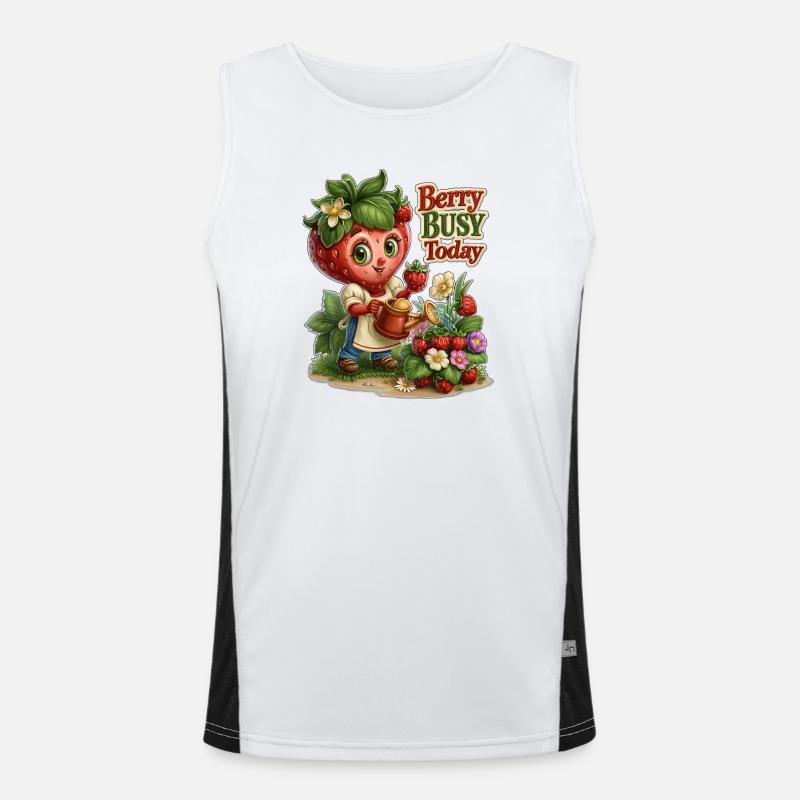 Beerenbeschäftigter Erdbeergärtner Funktionelles Kontrast-Tank Top für Männer