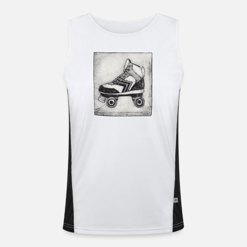 Retro Roller Skate - Hand Carved Printable - Men's Functional Contrast Tank Top  - white/black