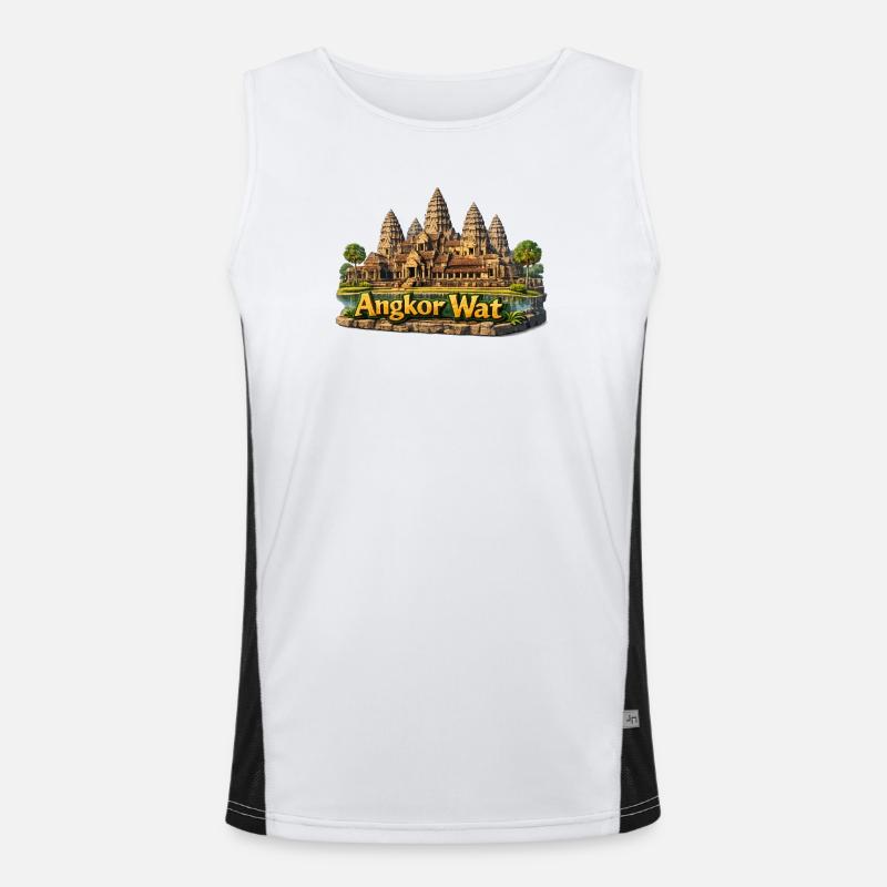 Angkor Wat: Tempelkomplex in Sandfarben Funktionelles Kontrast-Tank Top für Männer 