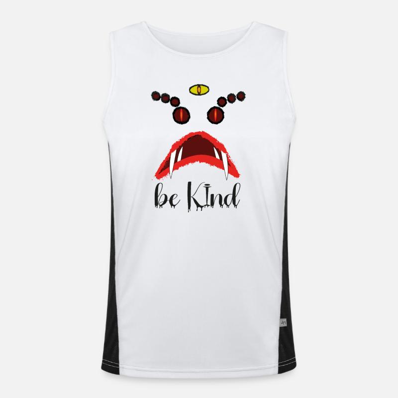 Sei freundlich – Gruseliges Red Eyes Horror-Design Funktionelles Kontrast-Tank Top für Männer