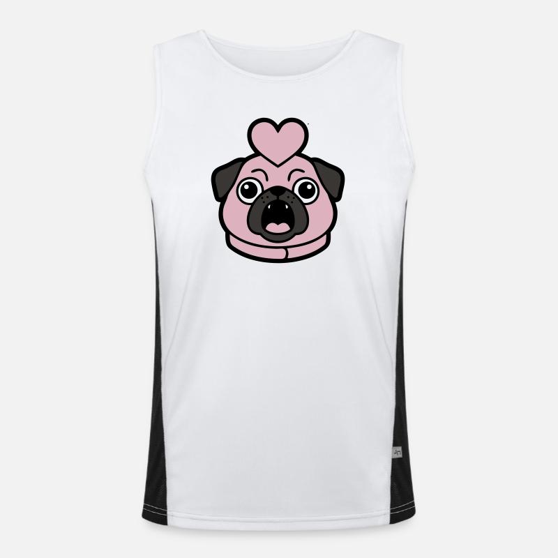Pug Dog Heart Love Bark - Men's Functional Contrast Tank Top  - white/black