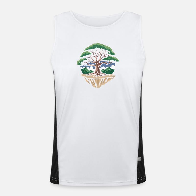 Bauminsel Kreislandschaft Funktionelles Kontrast-Tank Top für Männer 