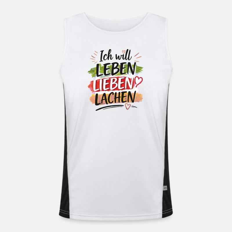 Leben Lieben Lachen Funktionelles Kontrast-Tank Top für Männer 
