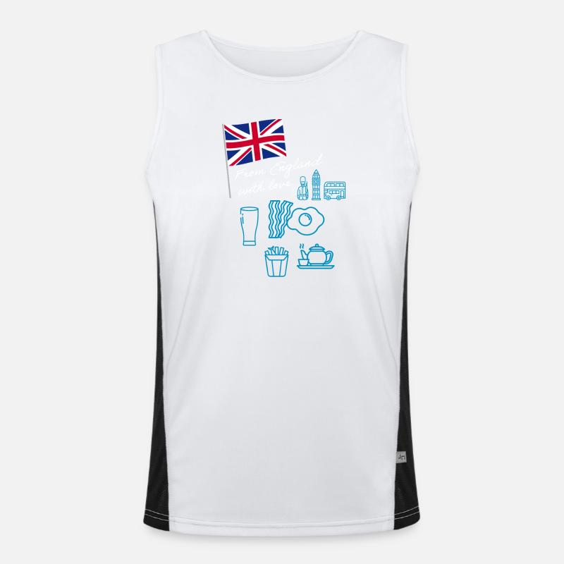 EXANGLIA (Blauer + Weißer Text) Funktionelles Kontrast-Tank Top für Männer 