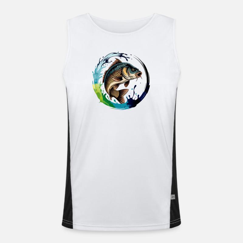 Jumping Carp - Men's Functional Contrast Tank Top  - white/black