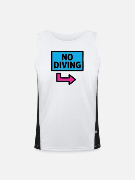 No Diving Schild Pool Retro - Funktionelles Kontrast-Tank Top für Männer  - Weiß/Schwarz