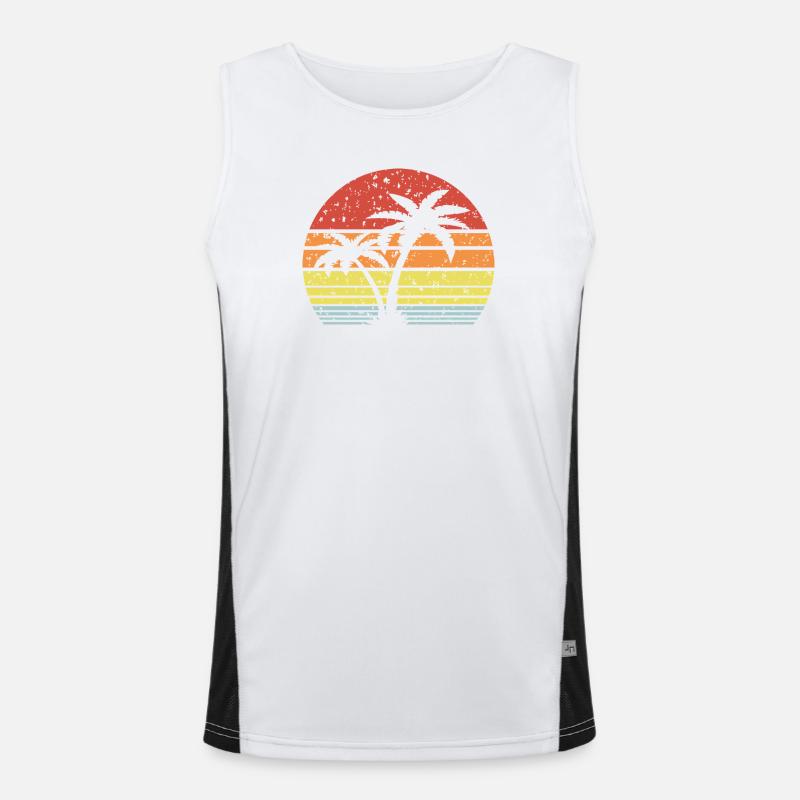 Palm Tree Retro Sun Débardeur respirant contrasté Homme 