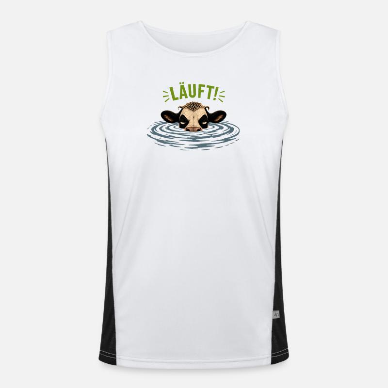 Die genervte Kuh- Motiv LÄUFT Funktionelles Kontrast-Tank Top für Männer 