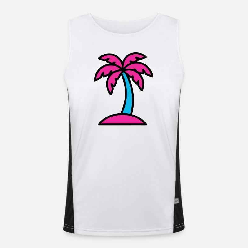 Neon Palm Tree 90s Vaporwave - Men's Functional Contrast Tank Top  - white/black
