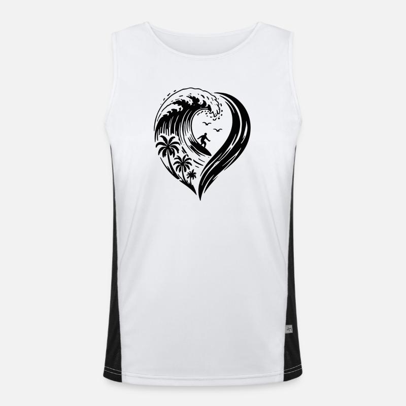 Heart Surfer Waves Ocean Love Men's Functional Contrast Tank Top 