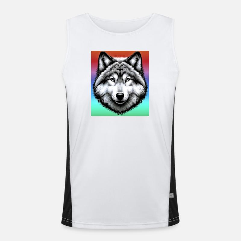 Wolf - Men's Functional Contrast Tank Top  - white/black