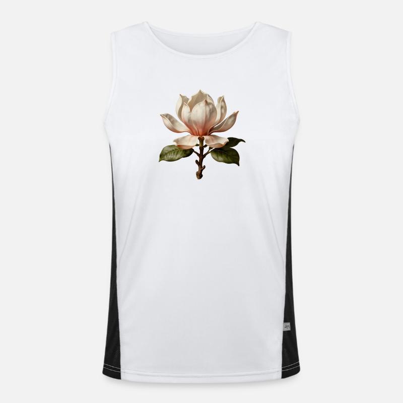 Magnolia Elegant Botanical Illustration Men's Functional Contrast Tank Top 