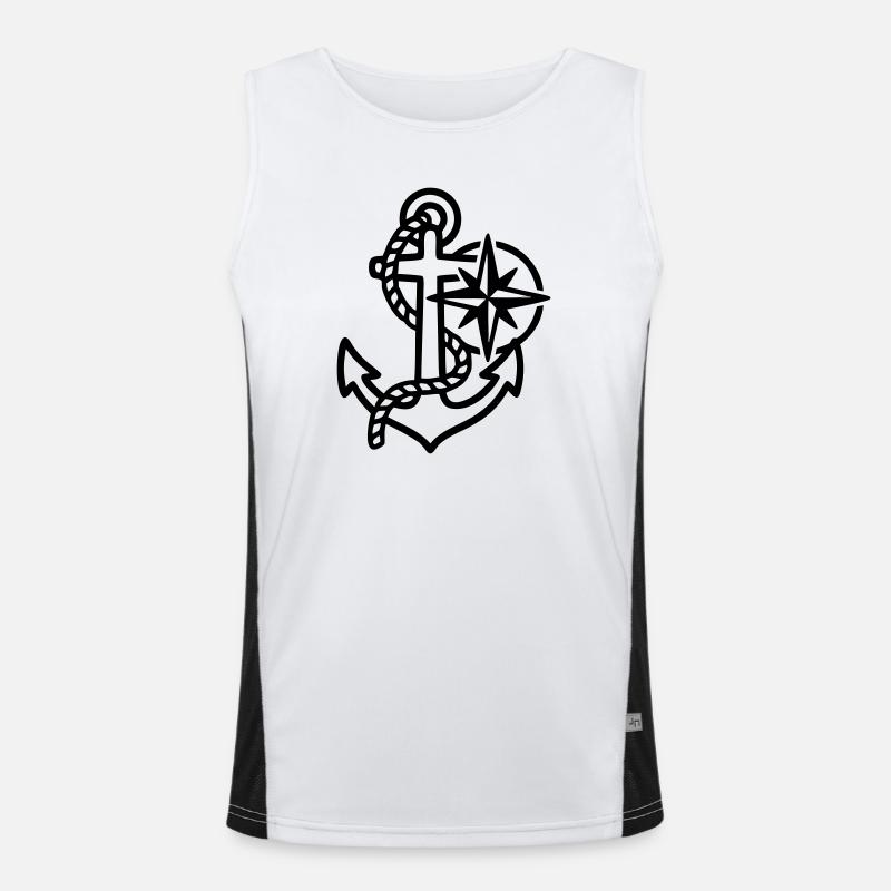 Anchor Wind Rose Maritime Logo Débardeur respirant contrasté Homme 