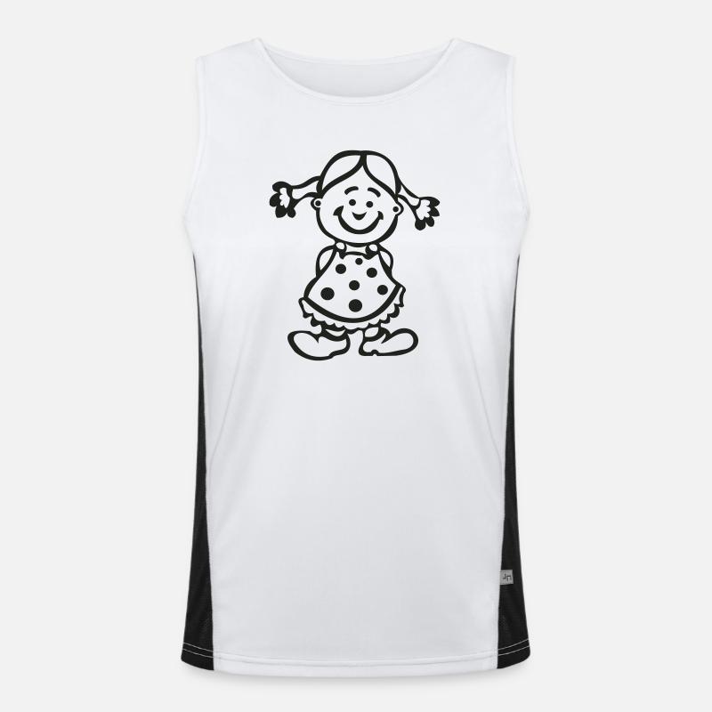 Fröhliches Mädchen mit Punktenkleid Funktionelles Kontrast-Tank Top für Männer 