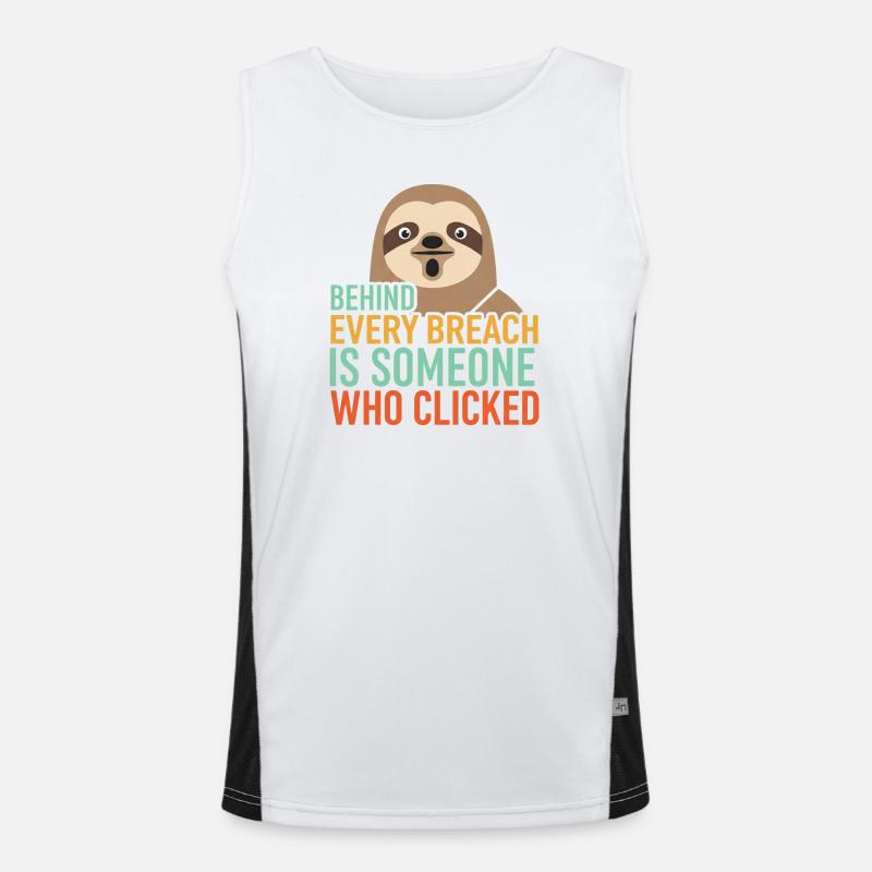 Behind Every Breach Sloth IT Security - Men's Functional Contrast Tank Top  - white/black