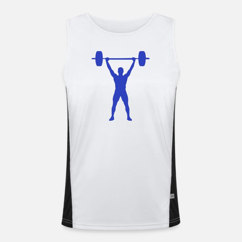 Gewichtheber Silhouette Blau Funktionelles Kontrast-Tank Top für Männer 