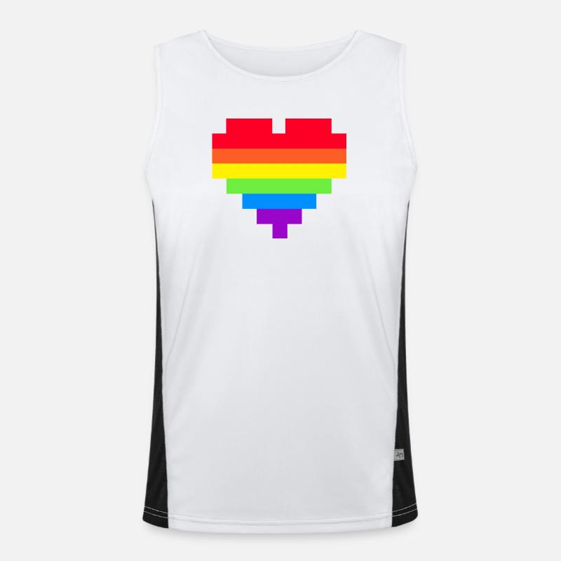 Pixel Cœur Drapeau arc-en-ciel Débardeur respirant contrasté Homme 