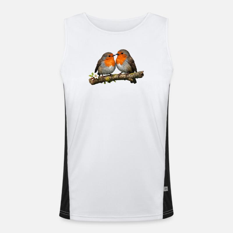 Duo Red Robin on Branch - Men's Functional Contrast Tank Top  - white/black