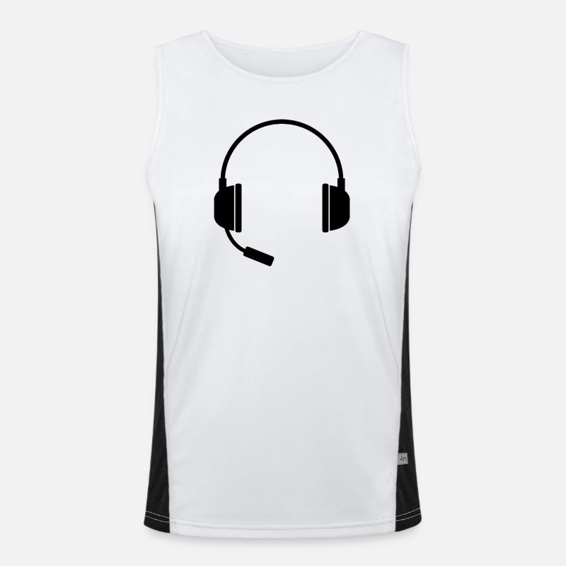 Headset With Microphone - Men's Functional Contrast Tank Top - white/black