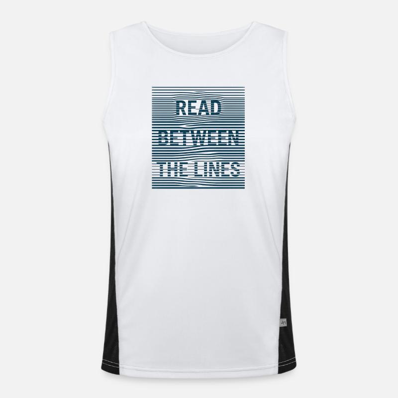read between - Men's Functional Contrast Tank Top - white/black