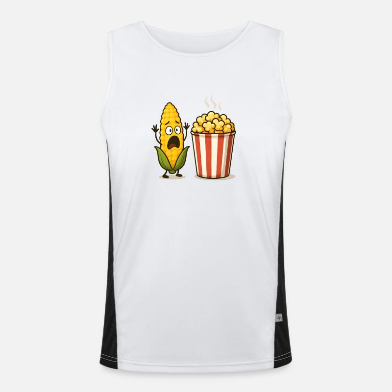 Shocked Corn Popcorn - Men's Functional Contrast Tank Top  - white/black