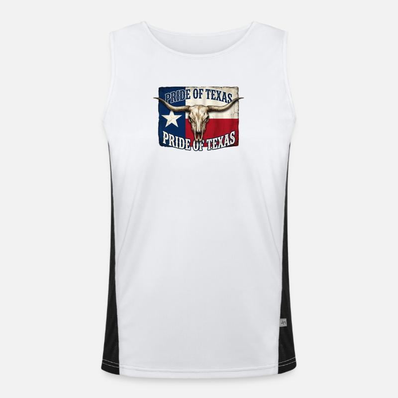Texas Pride Hörner-Schädel Funktionelles Kontrast-Tank Top für Männer 