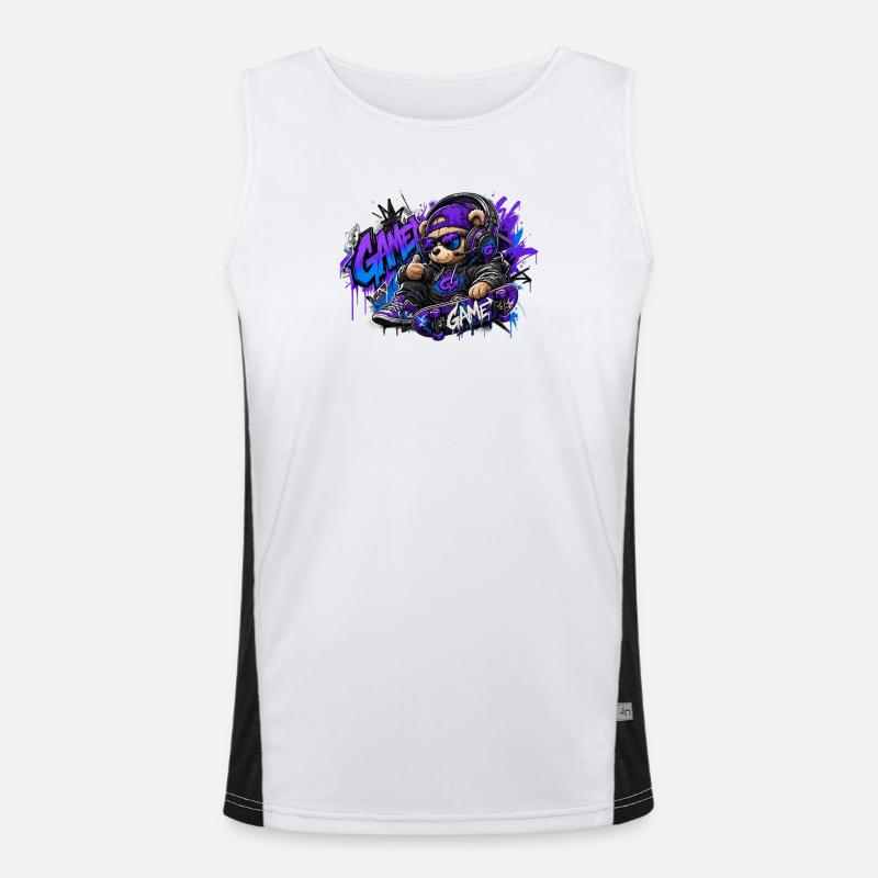 Game Bear Skate Graffiti - Men's Functional Contrast Tank Top - white/black