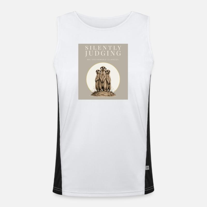 Silently Judging Meerkat Trio Funktionelles Kontrast-Tank Top für Männer 