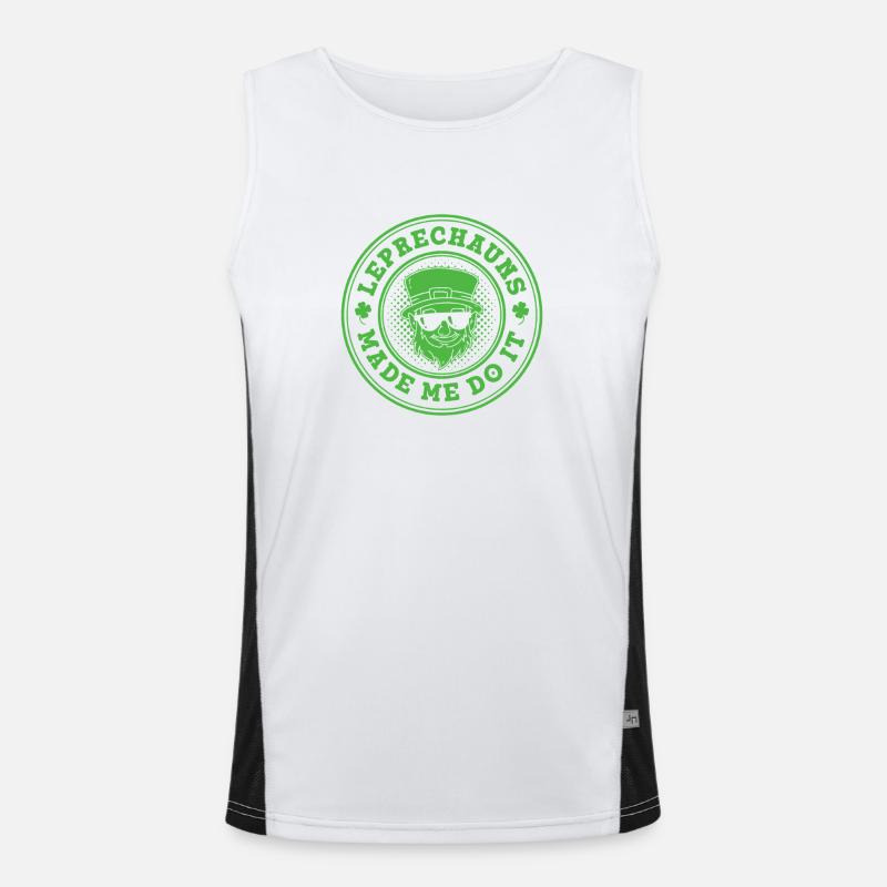 Leprechauns Made Me Do It Stamp - Men's Functional Contrast Tank Top  - white/black