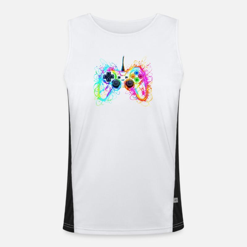 Gaming Controller Gamer - Men's Functional Contrast Tank Top - white/black