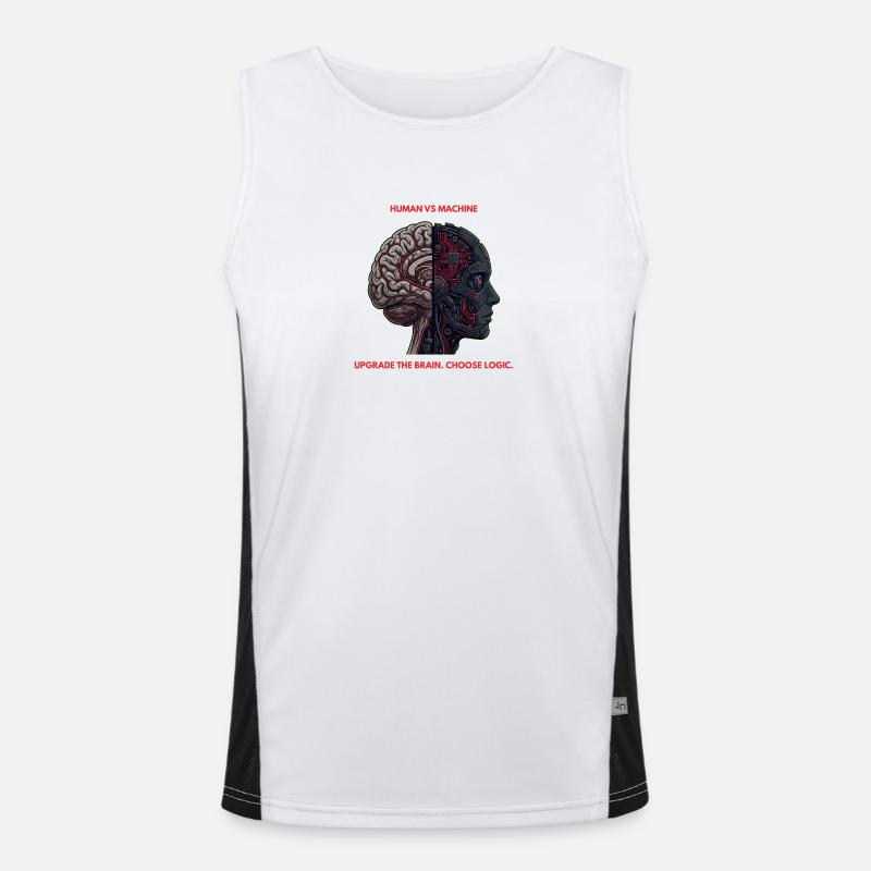 Human VS Machine Cyber Brain Logic - Men's Functional Contrast Tank Top - white/black