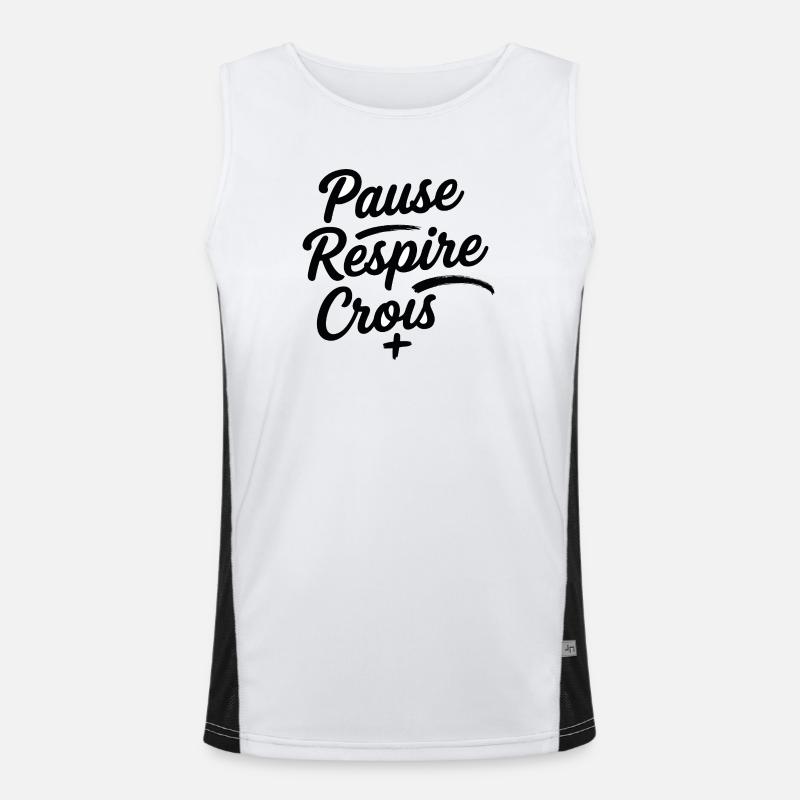 Pause Respire Crois Script Débardeur respirant contrasté Homme 