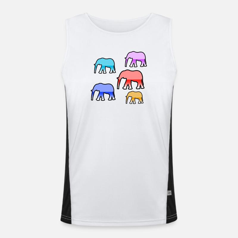 Elephants - Men's Functional Contrast Tank Top  - white/black