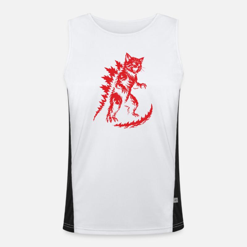 Kitten Kaiju Roar, Catzilla - Men's Functional Contrast Tank Top - white/black