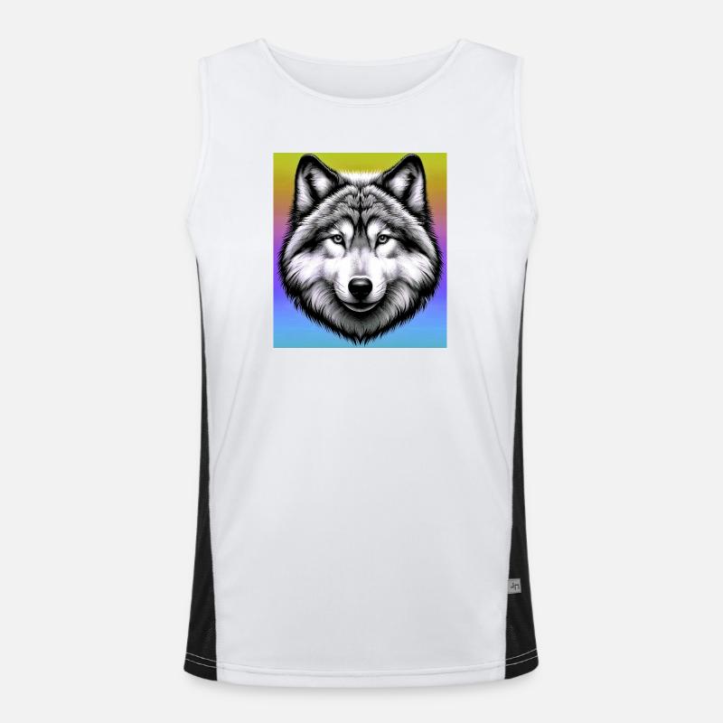 Wolf - Men's Functional Contrast Tank Top - white/black
