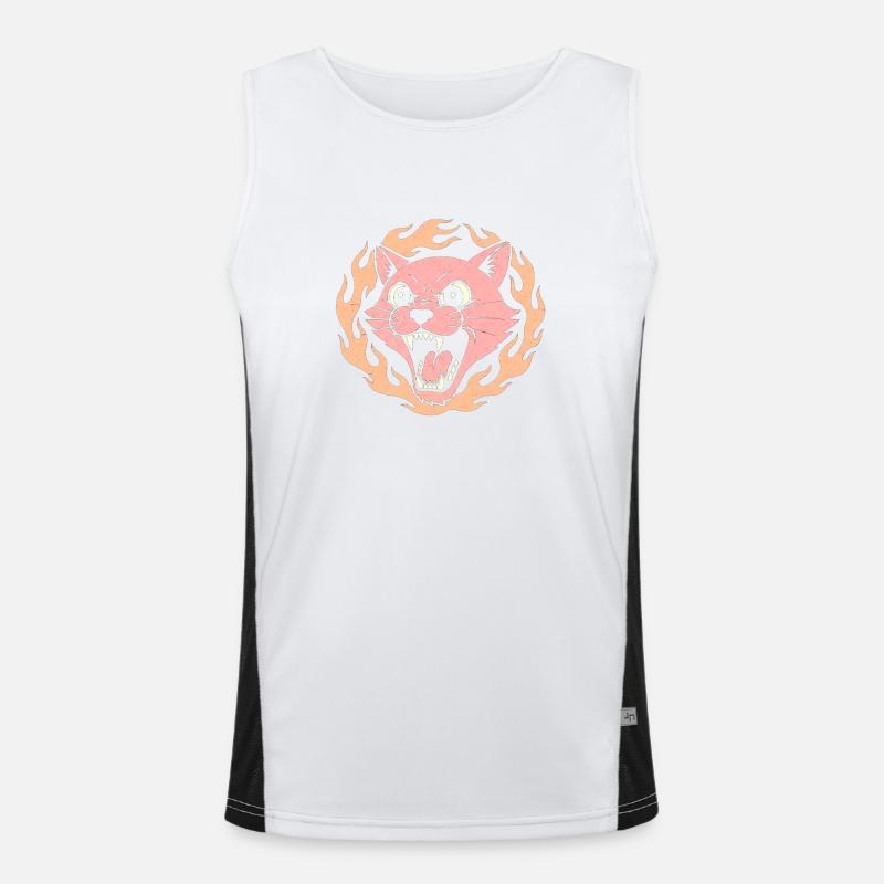 Flammenkatze Pink Feuerkopf Funktionelles Kontrast-Tank Top für Männer 